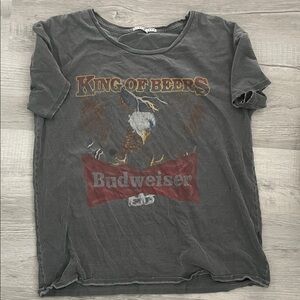 Junk Food Clothing Gray "King of Beers" Budweiser Eagle Tee
